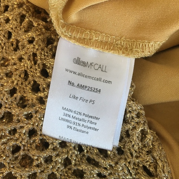 ALICE MCCALL Hot Like Fire Playsuit in Metallic Gold Romper Crochet Knit ~ 0 - Picture 12 of 15